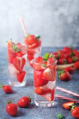 Fresh strawberry drink with ice