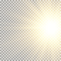 Special lens flash, light effect. The flash flashes rays and searchlight. illust.White glowing light. Beautiful star Light from the rays. The sun is backlit. Bright beautiful star. Sunlight. Glare.	