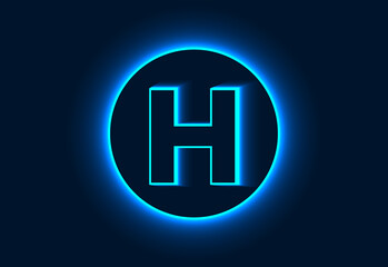 Initial H monogram alphabet in a neon circle.