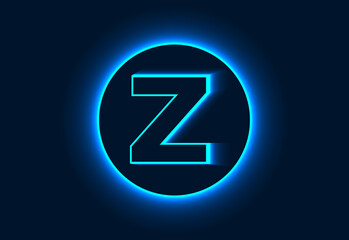 Initial Z monogram alphabet in a neon circle.