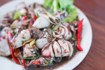 Stir Fried Squid in Black Sauce