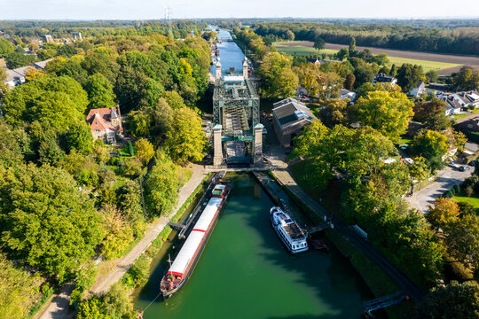 Aerial view Henrichenburg, Henrichenburg Boat Lift, Rhine-Herne Canal, Castrop-Rauxel, Ruhr area, North Rhine-Westphalia, Germany