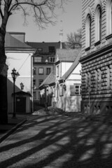 Streets of the Riga in black and white