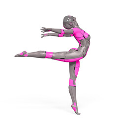 gynoid girl is doing a balance pose