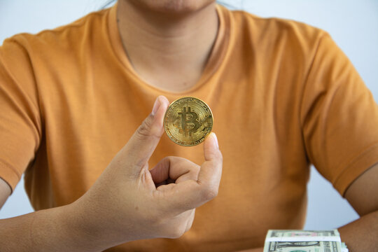 Investment of money crypto currentcy coin with digital block chain technology