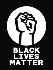 Black Lives Matter. Black raised fist vector illustration.