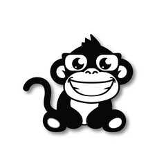 frog cartoon character Cute monkey sitting isolated on white