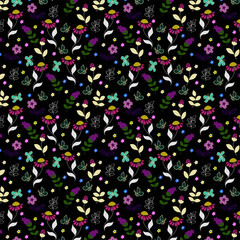 Seamless pattern. Flowers are drawn. 