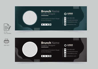 Email signature or corporate email signature template and personal social media cover templates with creative modern layout