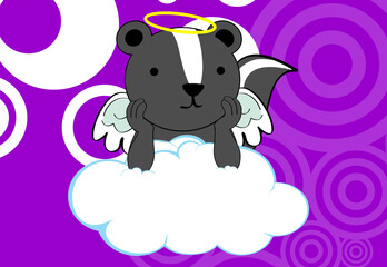 Fototapeta premium little skunk cherub character cartoon background illustration in vector format