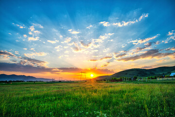 landscape at the sunset