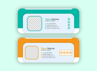 Business Email Signature Template Design. With Two Types Of Different Designs And Vector illustrations. And Two Colors Variations