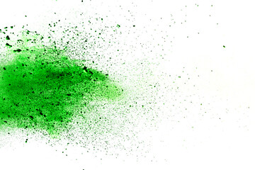 Fototapeta na wymiar Green colored splatted over white background.