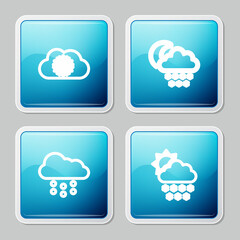 Set line Cloud with snow, and moon, and sun icon. Vector