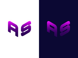 Initial letter AS minimalist and modern 3D logo design