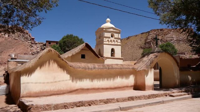 Fence, Gate And Bell Tower Of An Ancient Church In The Andes, Argentina