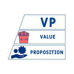 VP - Value Proposition acronym. business concept background.  vector illustration concept with keywords and icons. lettering illustration with icons for web banner, flyer, landing pag