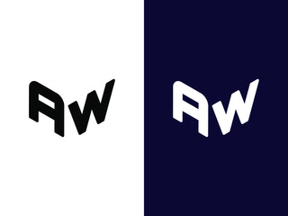 Initial letter AW minimalist and modern 3D logo design