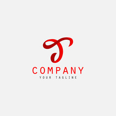 T initial illustration logo design. red tie logo company