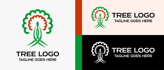 tree logo design template with creative elements concept. vector modern logo illustration