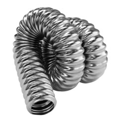Stainless steel flexible hoses and flexi pipes, fittings and pressure joints close-up mackro. Industrial metal concept
