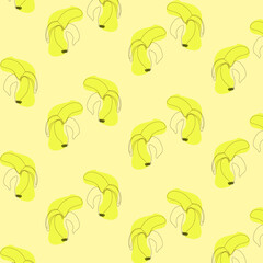 Yellow fruit banana line art pattern