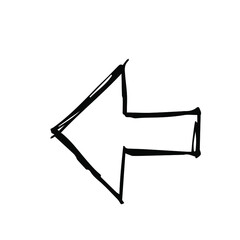 One hand-drawn geometric element. Arrow, pointer, black vector element for design. Doodle isolated on white
