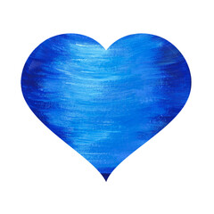 Blue heart with light highlights, abstract brush strokes, isolated on white background. Watercolor illustration. Icon. Valentine's Day. For the design of cards, wedding invitations.