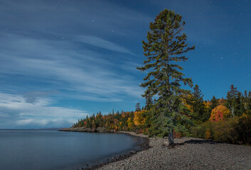 Moonlit Lake Superior Shoreline