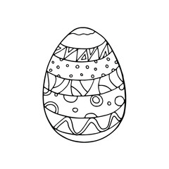 Vector doodle easter egg in line. Black and white hand drawn illustration for happy Easter. Coloring book egg drawing