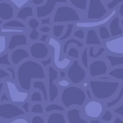 Fotobehang Very peri Eigentijds naadloos patroon met eenvoudige geometrische vormen in zeer peri-kleur. Stijlvolle abstracte achtergrond in Scandinavische stijl voor print, design, stof. vector illustratie