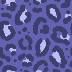 Badkamer foto achterwand Very peri Naadloos patroon met dierenprint in zeer peri-kleur. Trendy abstracte textuur met borstel luipaardvel. Mode vectorillustratie