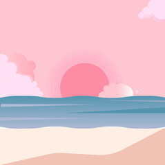 Fototapeta na wymiar pastel pink landscape ocean sunset sunrize