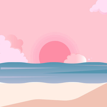 pastel pink landscape ocean sunset sunrize