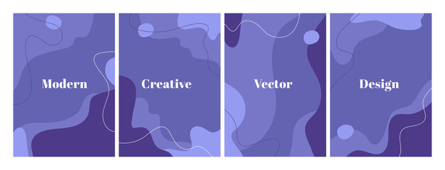 Satz stilvoller Vorlagen mit organischen abstrakten Formen und Linien in sehr peri-Farben. Zeitgenössischer Hintergrund im minimalistischen Stil. Vektor-Illustration