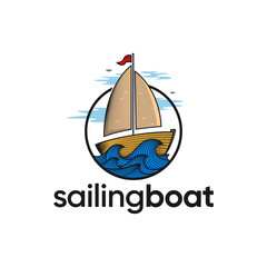 sailing boat logo inspiration, wave