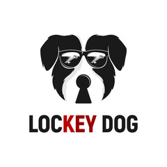 Double Meaning Logo Design Combination Dog and key hole