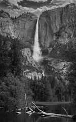 Yosemite Falls from the Merced River, Yosemite National Park, California, USA - 479226505
