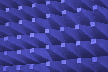 Sound absorbing wall texture. Sound absorbing shielded walls. Side view.