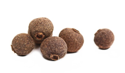 Aromatic allspice isolated on white, macro