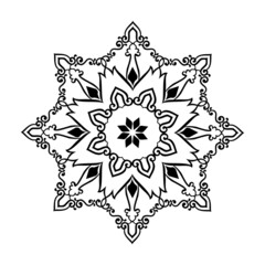 Vector black-white mandala with touches of nature