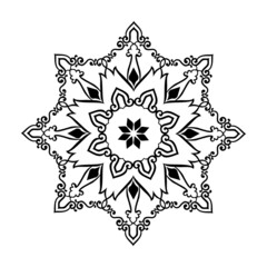 Vector black-white mandala with touches of nature