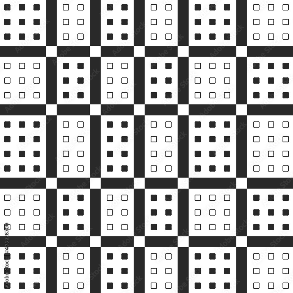 Leinwandbilder A grid of points and lines that divide them into blocks. Black and white block pattern.