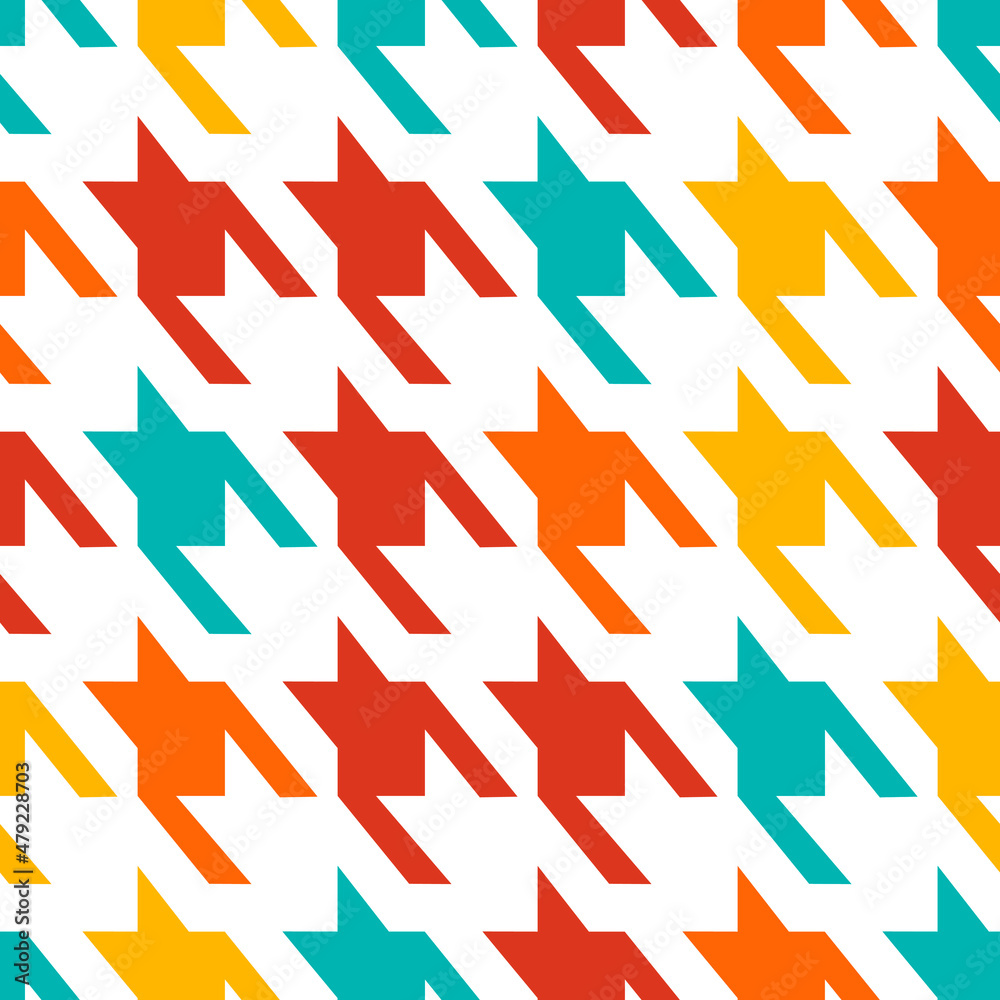 Poster colorful houndstooth pattern. vector seamless minimal houndstooth design.