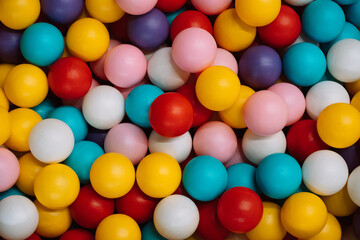 Fototapeta na wymiar Colorful plastic balls. Photo of balls for playing near the children's slide.
