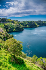 Fototapeta na wymiar Beauitful view of Blue Lake in Mt Gambier, Australia.