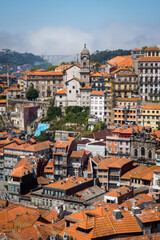 Fototapeta na wymiar High view over the rooftops of the city of Porto