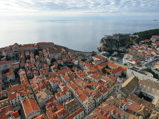 aerial view of Dubrovnik city and sights in Croatia