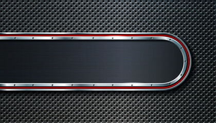 Dark metal perforated background with place for text. For industrial and technology design. 