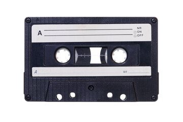 Old vintage audio cassette isolated on white background. Retro analog hifi music concept